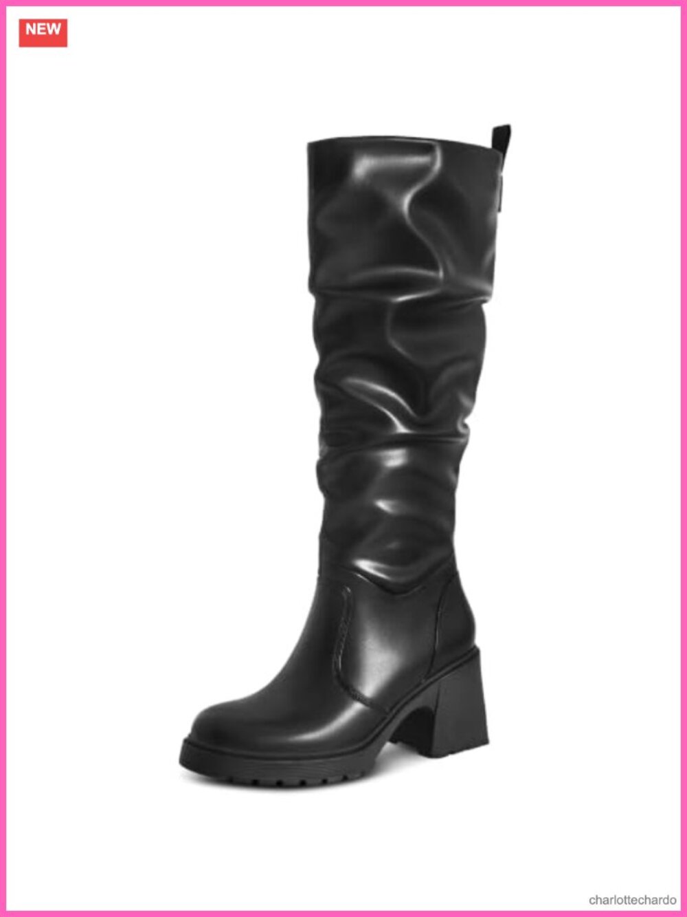 Slouch Knee High Platform Chunky Block Heel Boots
